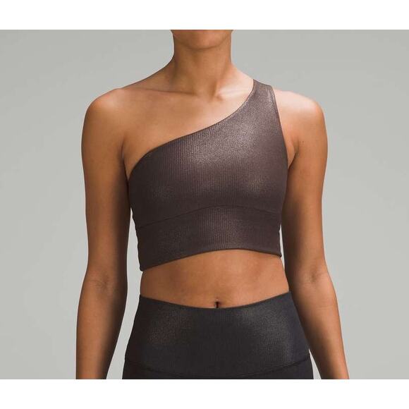 Lululemon Align Asymmetrical Ribbed Bra Light Support A/B Cup Shine Espresso 6 - Picture 1 of 7